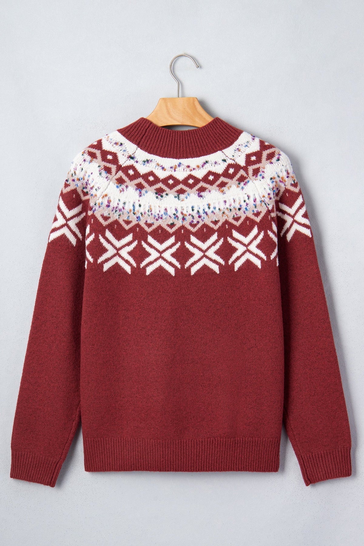 Christmas Geometric Fair Isle Raglan Sweater