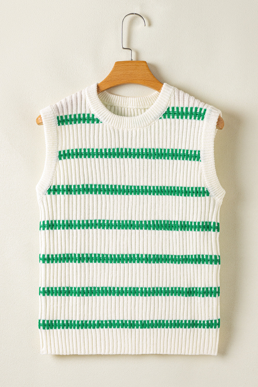Stripe Round Neck Sleeveless Sweater Top