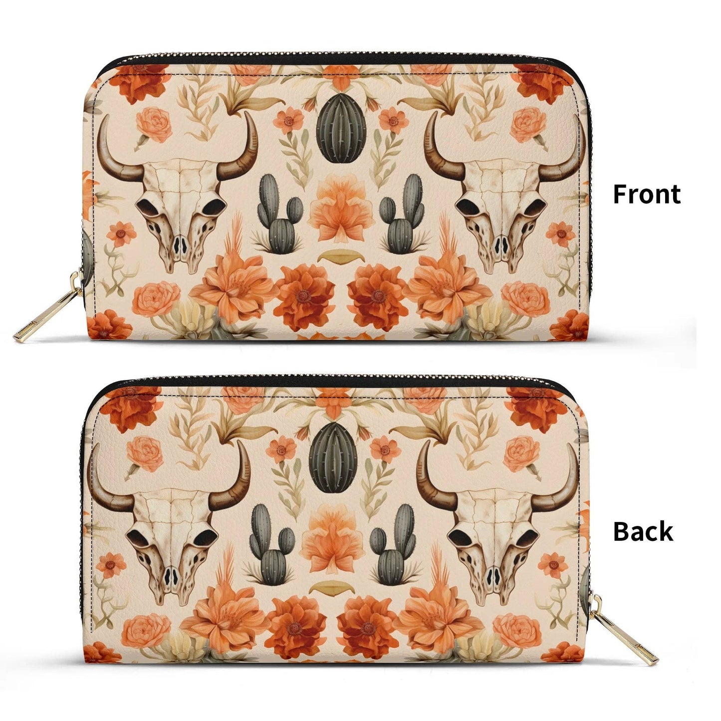 Wild West Western PU Leather Zip Up Wallet Handbag
