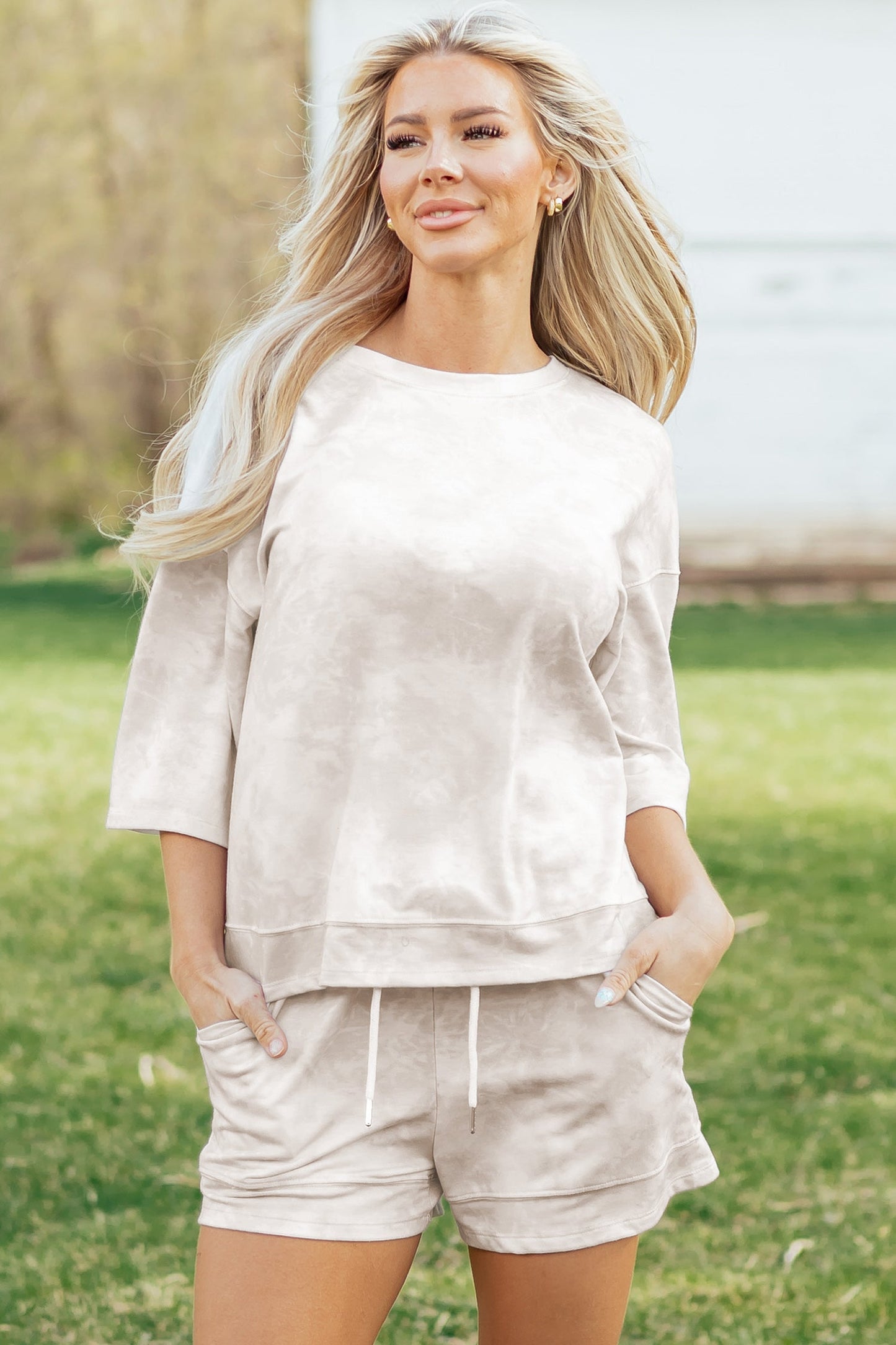Tie Dye 3/4 Sleeve Top and Shorts Set