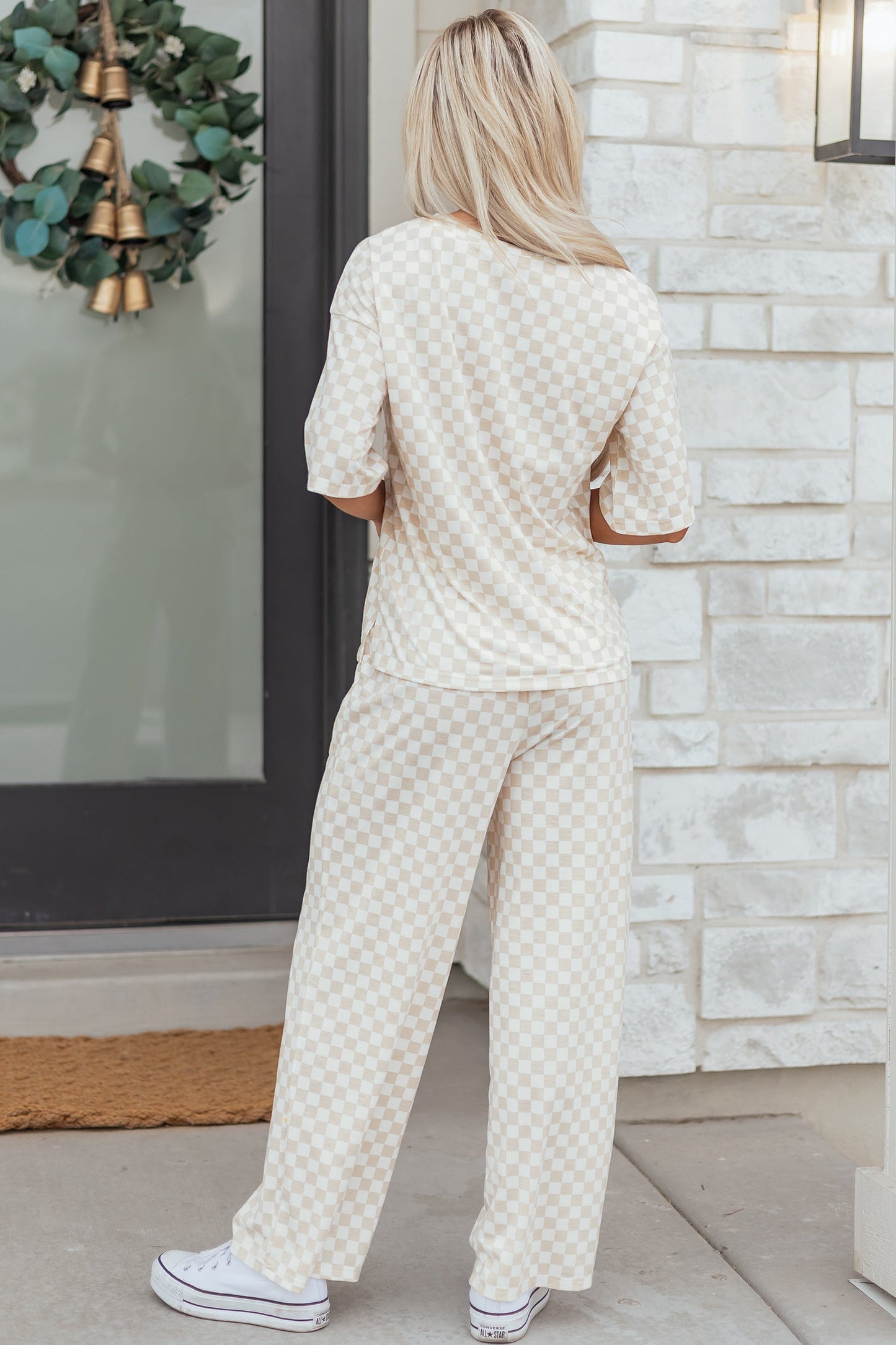 Checker Short Sleeve Tee & Pants Lounge Set