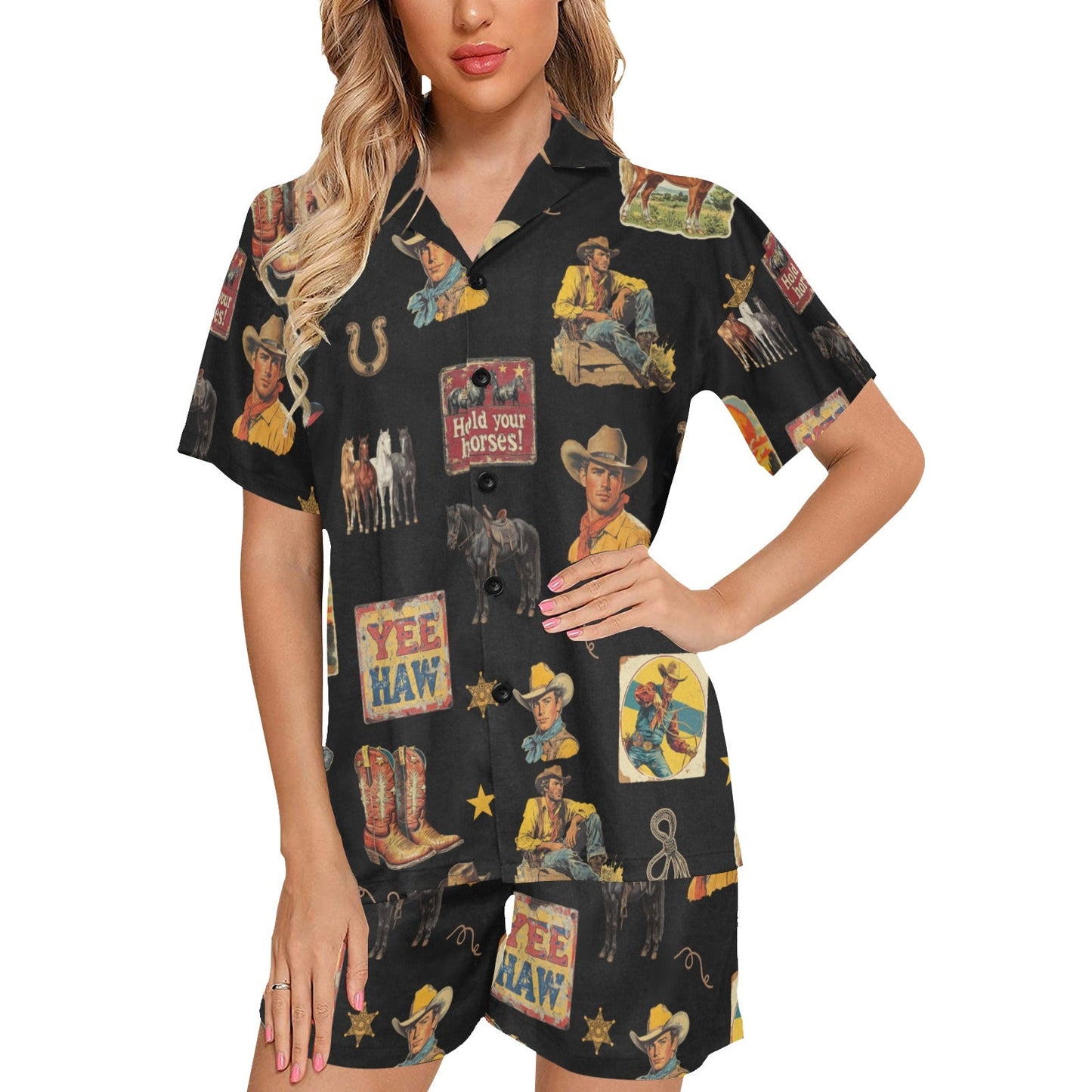 Vintage Cowboy Collage Western Pajama Set