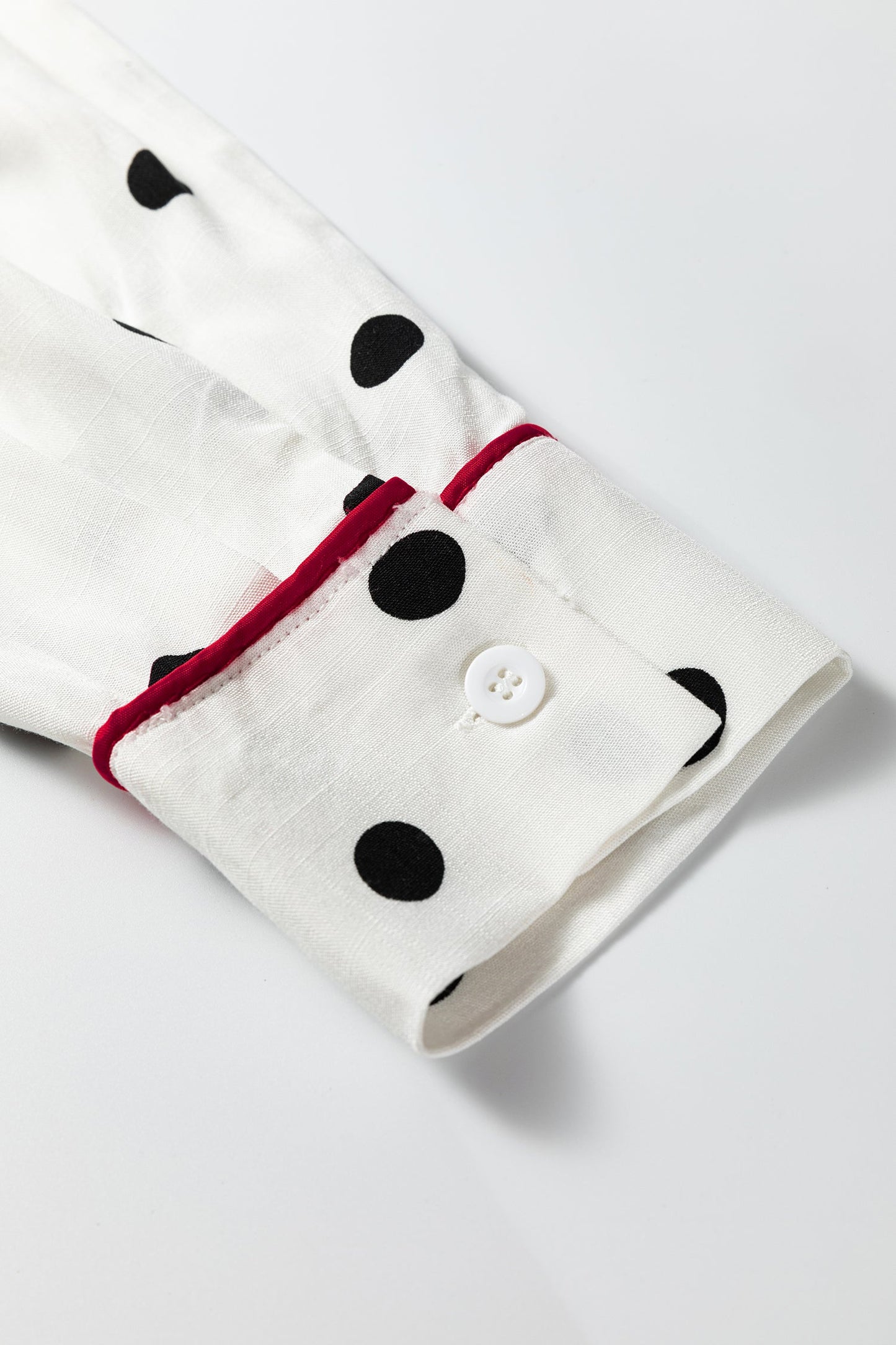 Polka Dot Collared Long Sleeve Buttoned Shirt