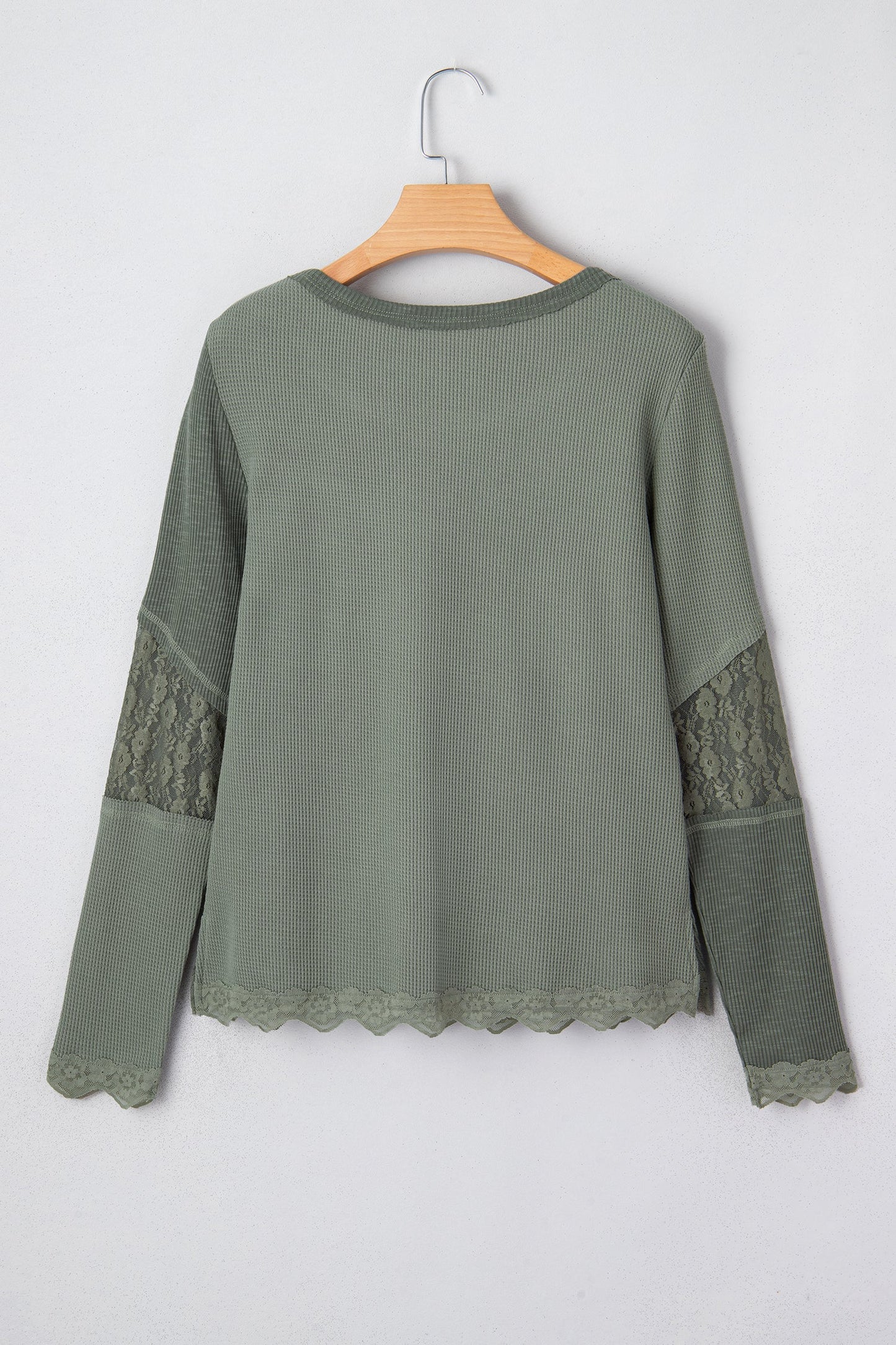 Solid Lace Patchwork Long Sleeve Knit Top