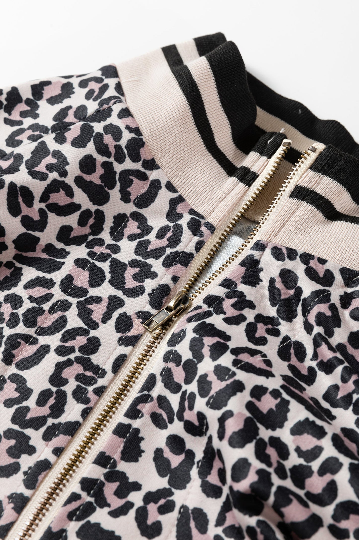 Leopard Half Zip-Up Blouse