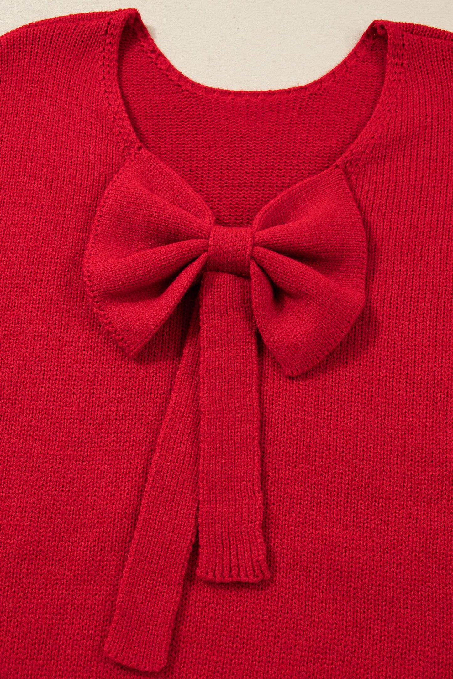 Bow Tie Backless Bubble Sleeve Sweater