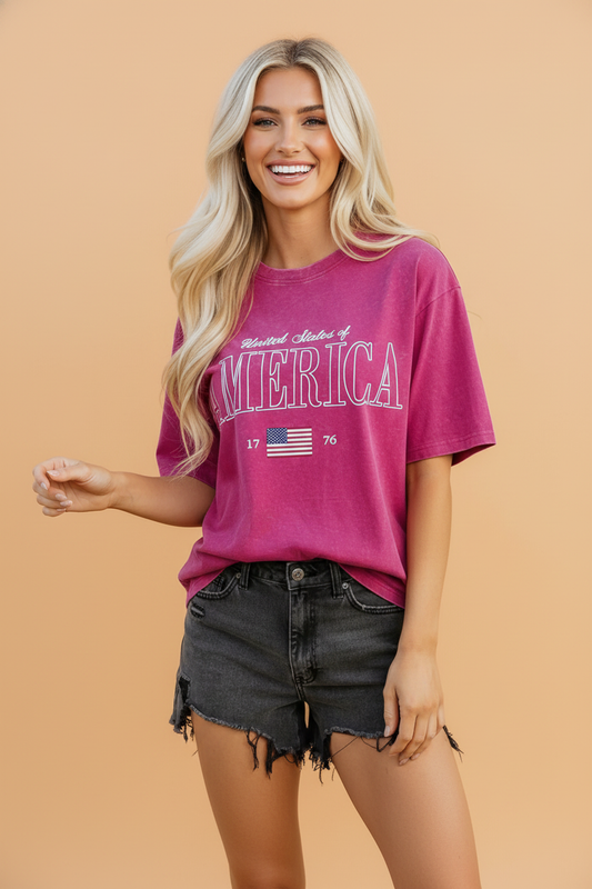 AMERICA 1776 Flag Mineral Wash Graphic Tee