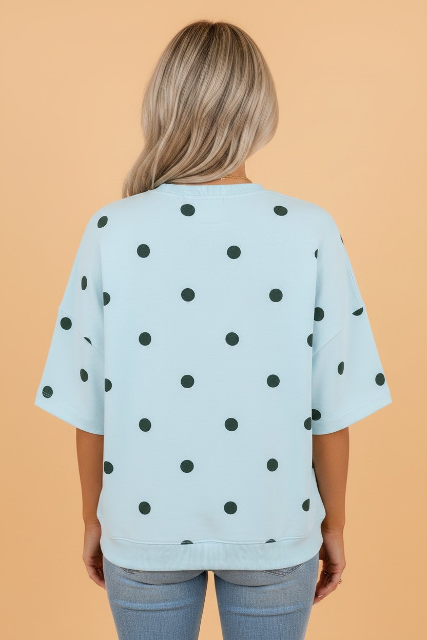 Retro Polka Dot Crossed Seam Oversize Tee