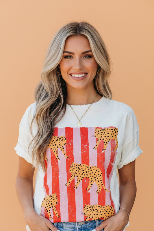 Cheetah Stripe Retro Graphic Tee