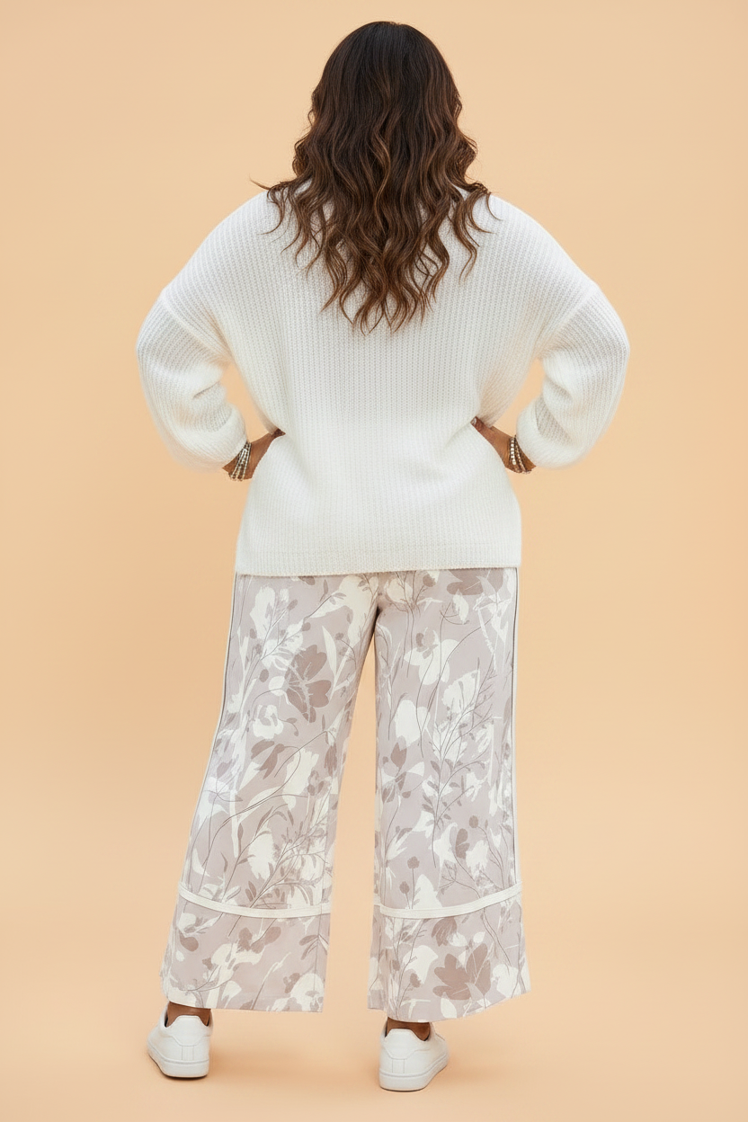 Plus Size Floral Camo Elastic Waist Wide Leg Pants