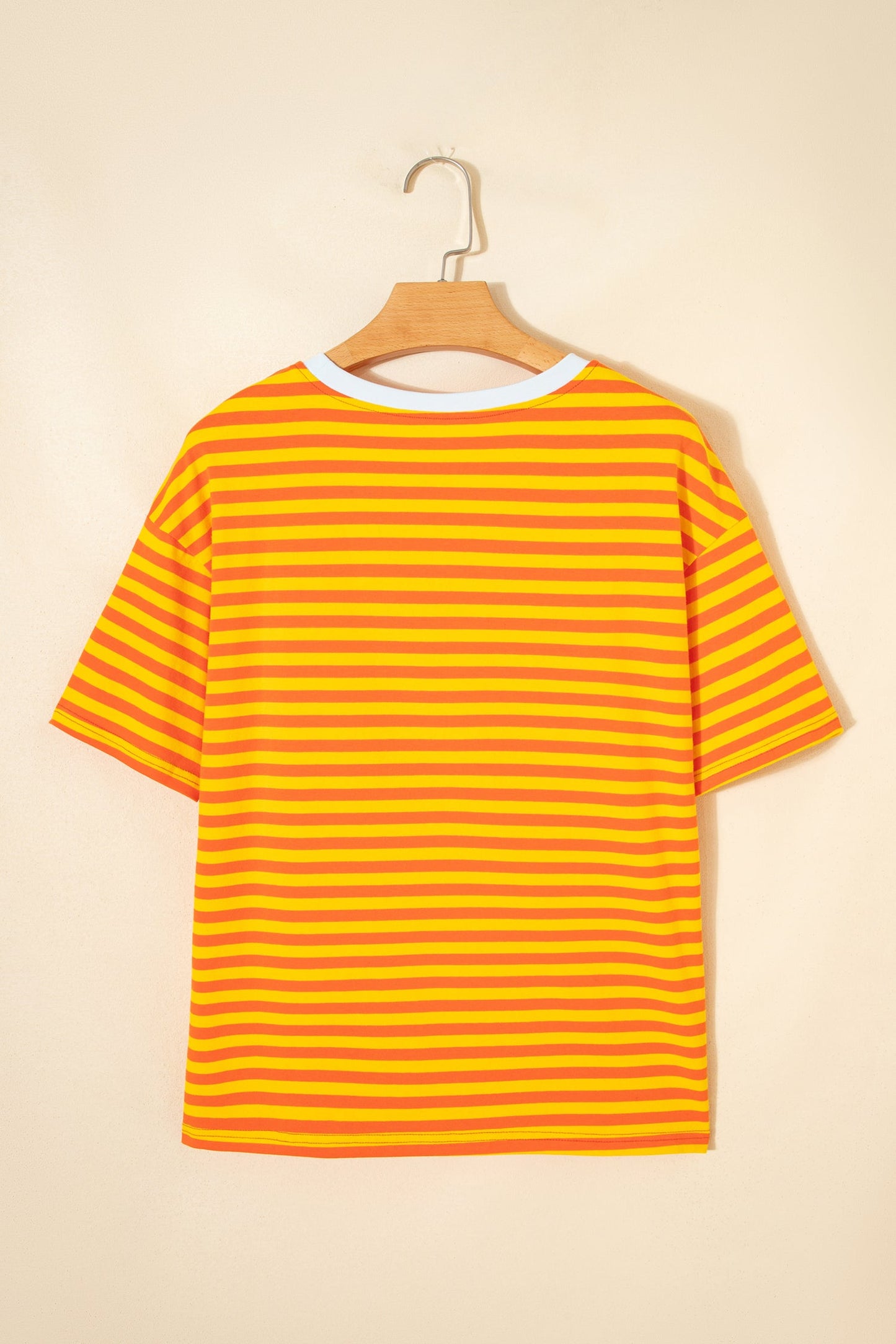 Stripe Contrast Crew Neck Drop Shoulder Tee