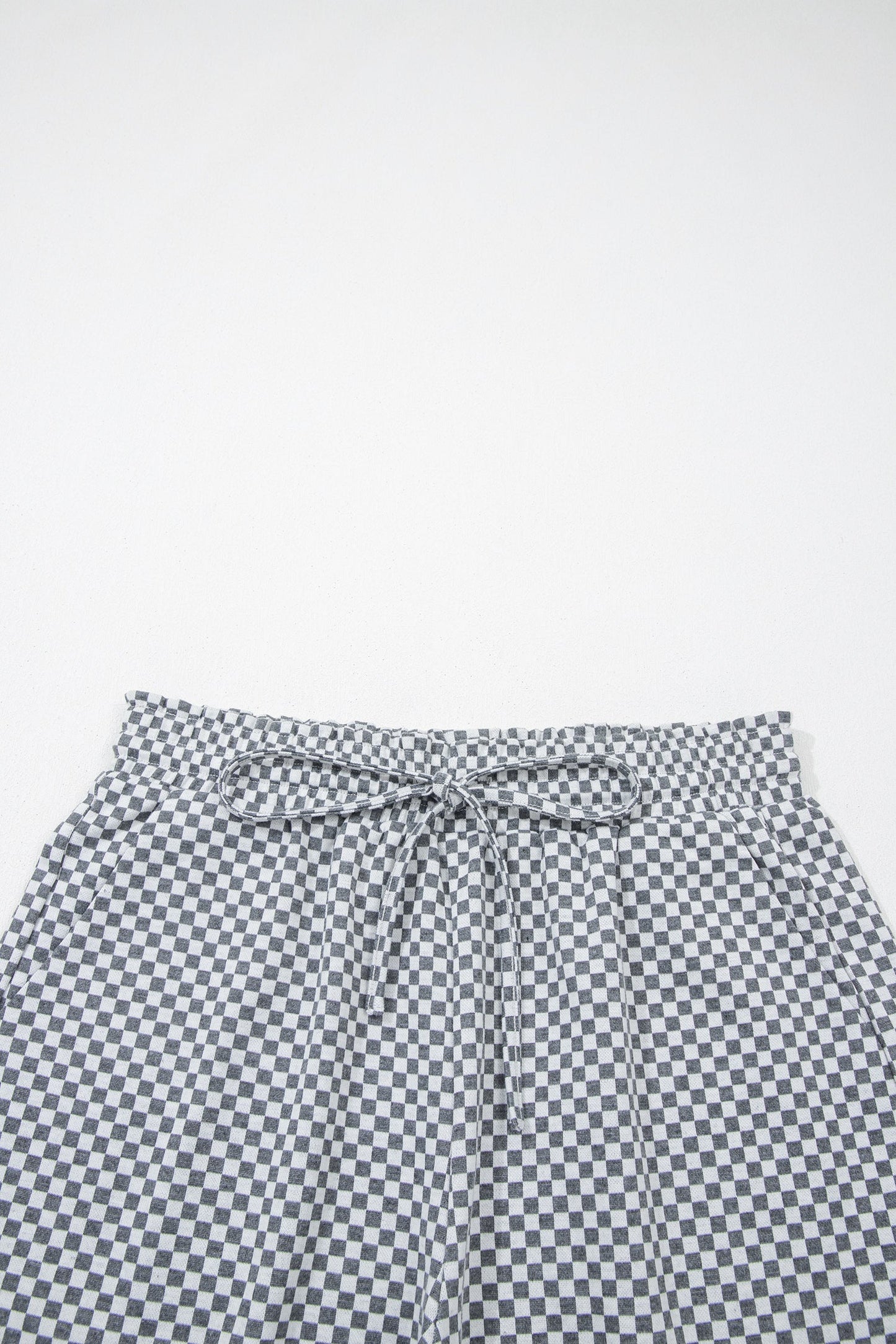Checker Drawstring Elastic Waist Pocketed Shorts