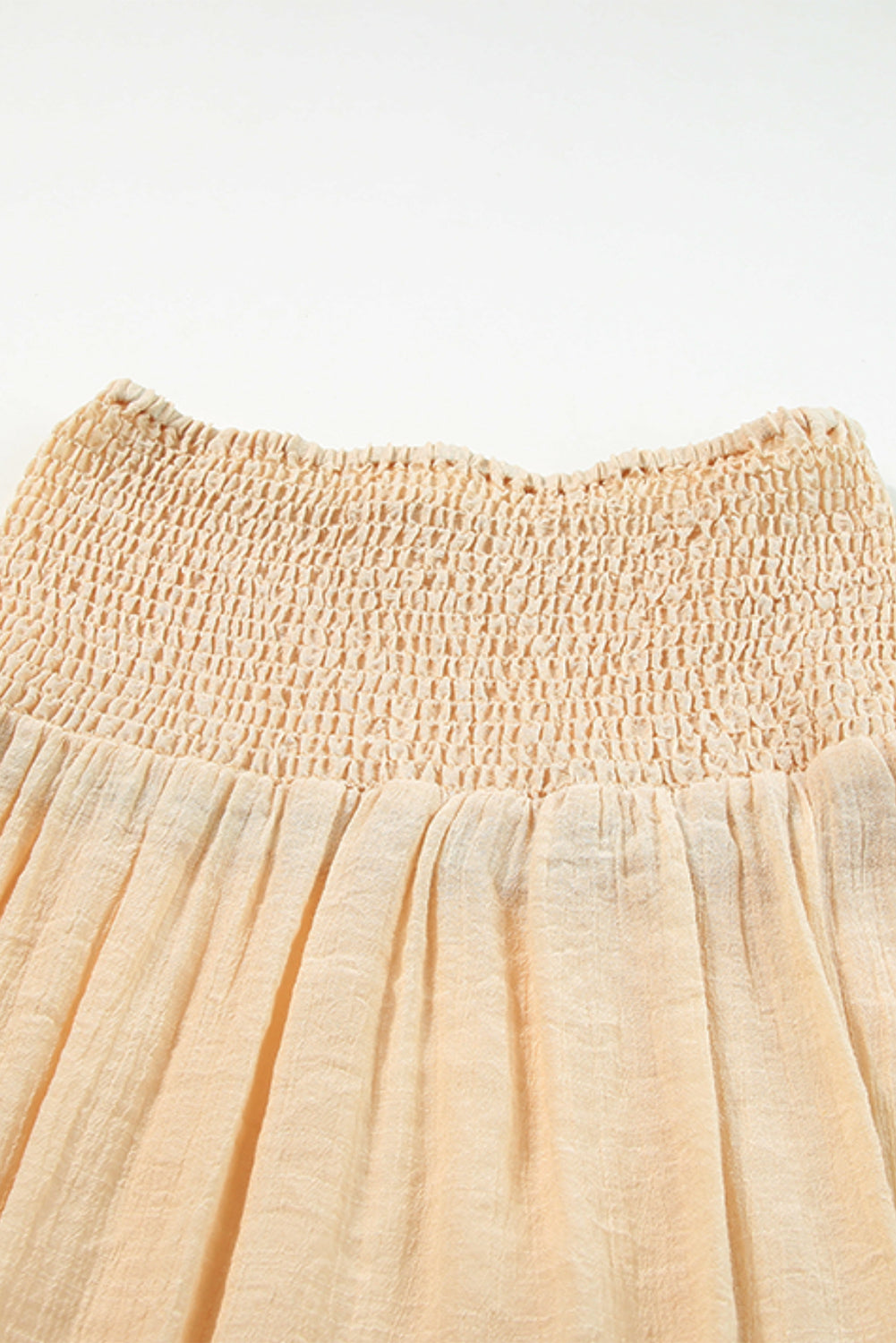 Solid Shirred High Waist Side Slit Beach Maxi Skirt