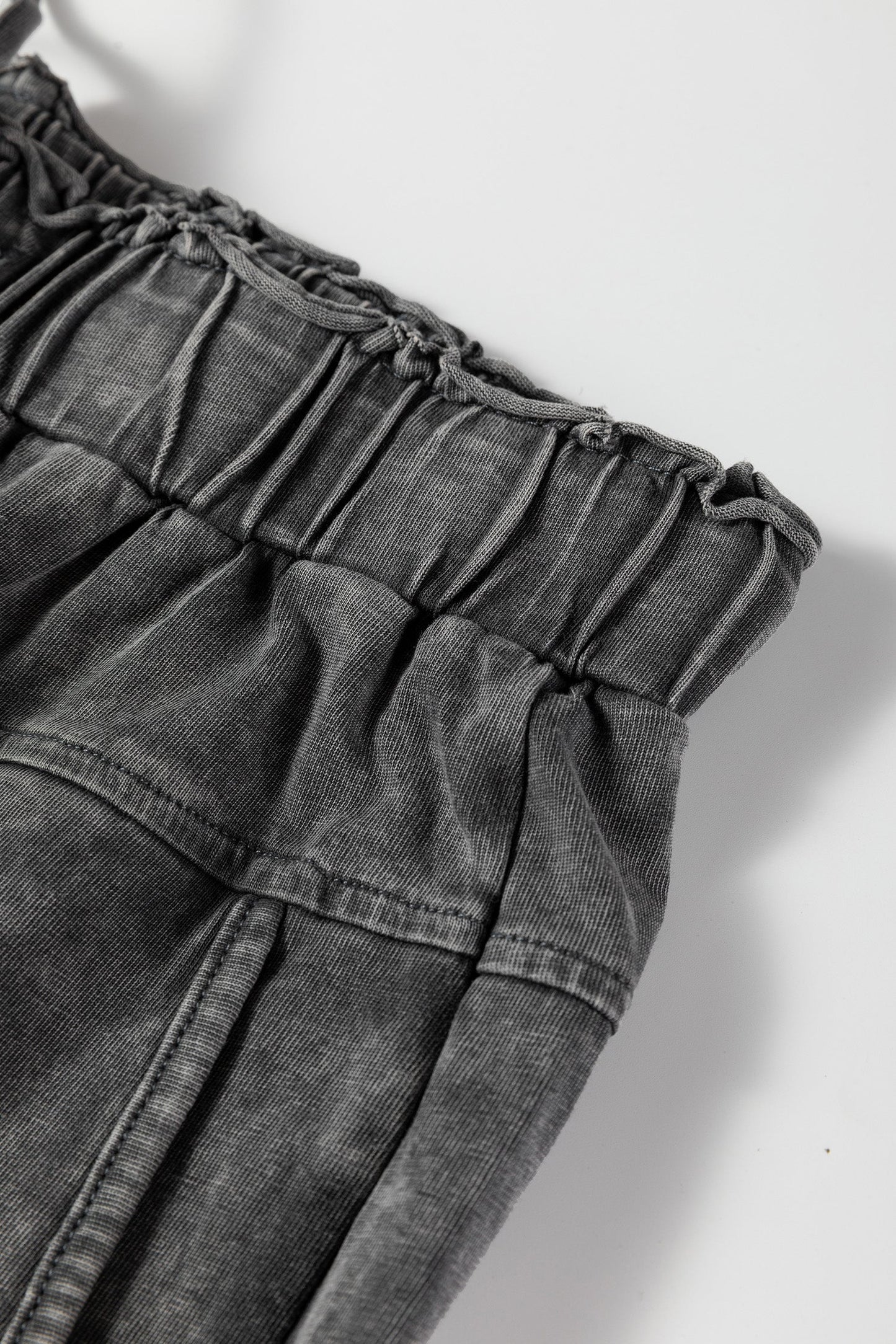Mineral Wash High Waist Raw Hem Pants