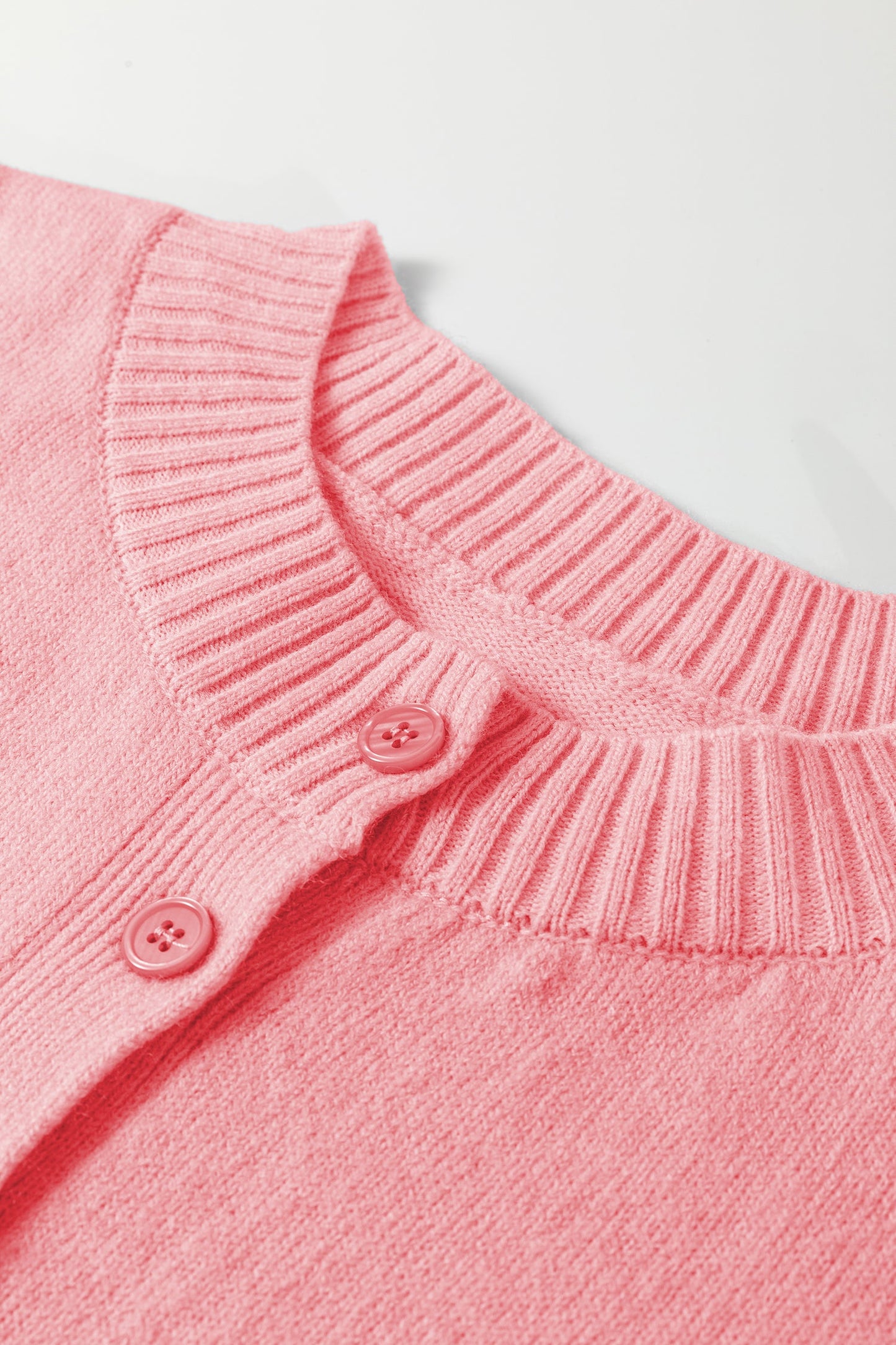 Solid 3/4 Sleeve Boxy Button-Down Cardigan