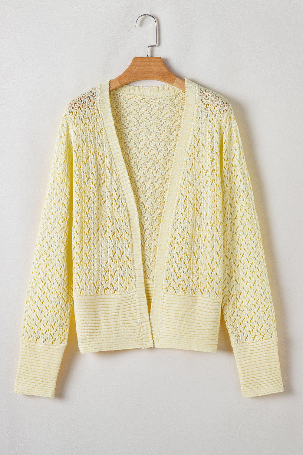 Pointelle Knit Open Front Short Cardigan