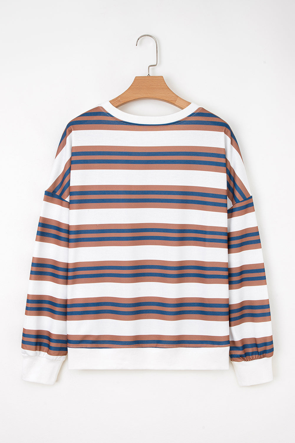 Stripe Crewneck Drop Shoulder Sweatshirt