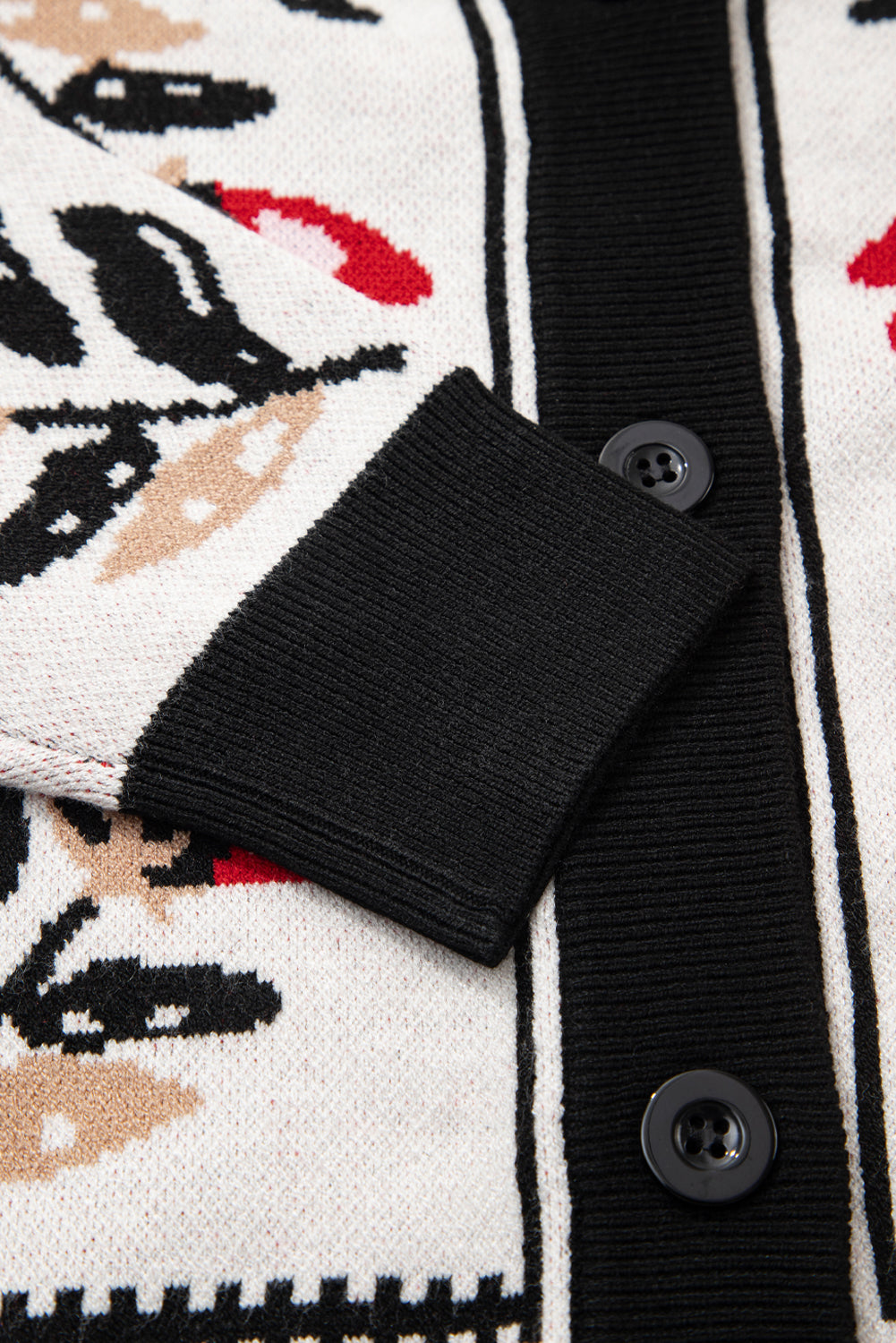 Floral Knit Button-Front V-Neck Cardigan