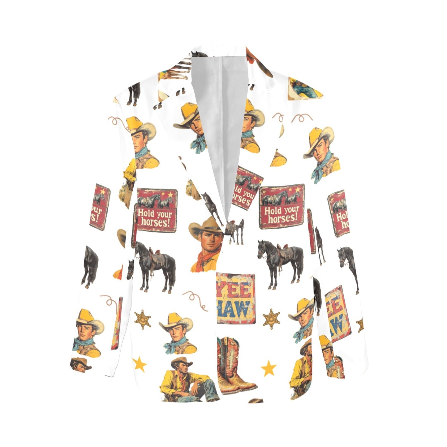 Vintage Cowboy Collage Western Women's Blazer