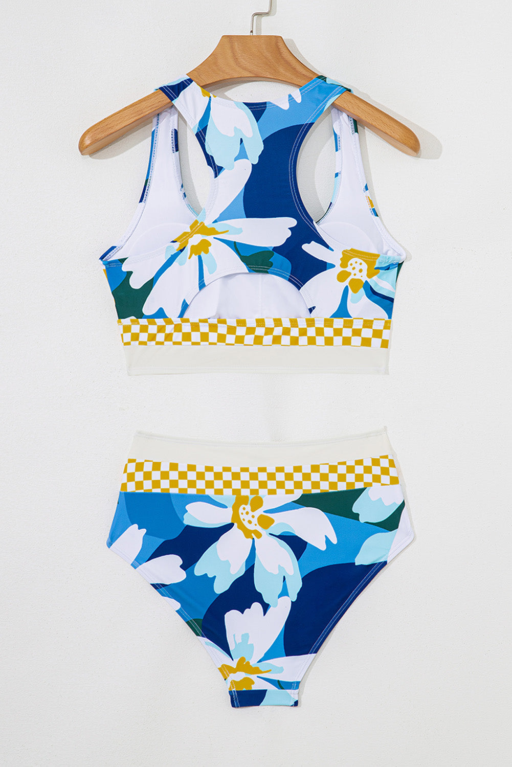 Floral Racerback Cutout High Waist 2pcs Bikini