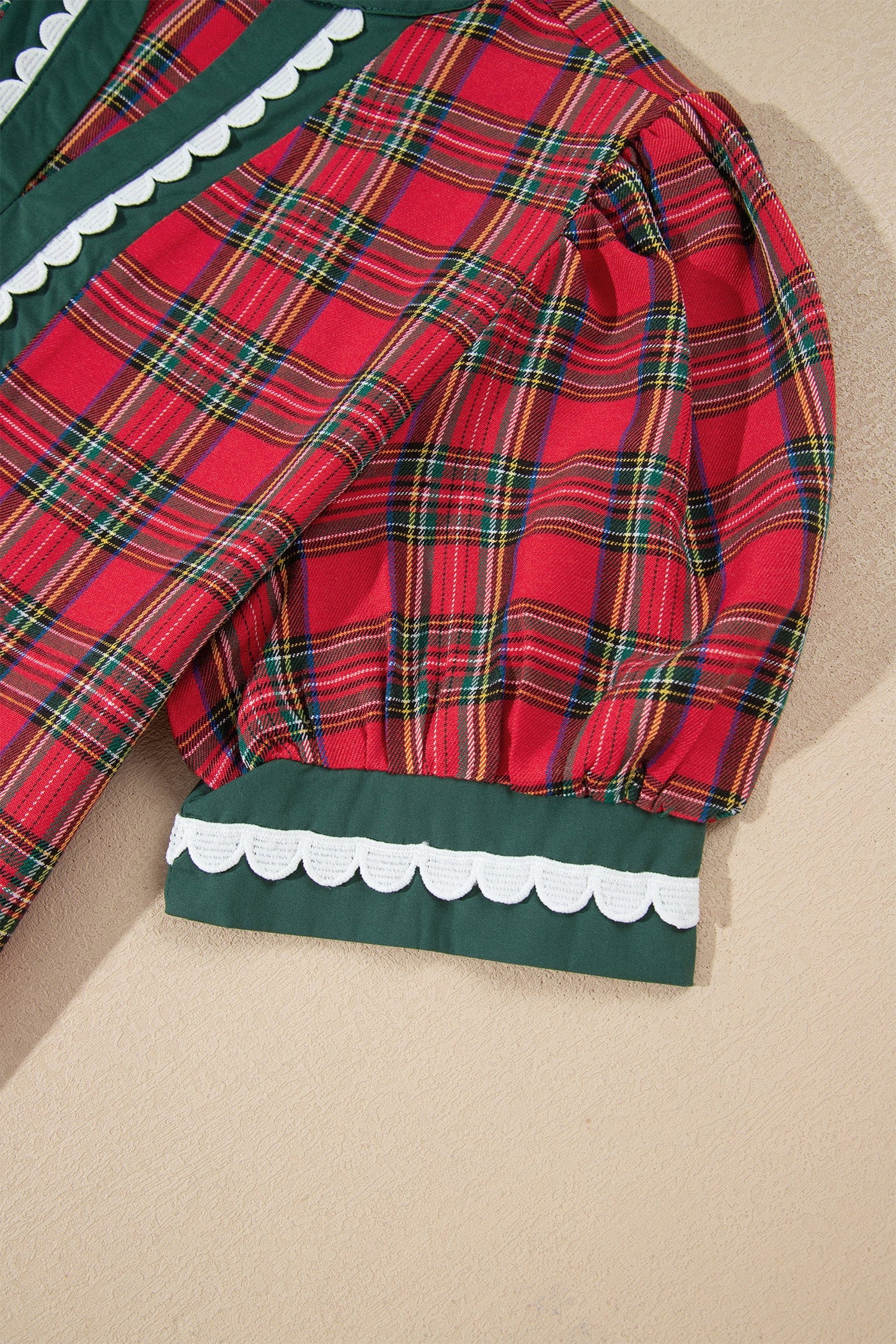 Plaid Contrast Trim Short Sleeve Mini Dress