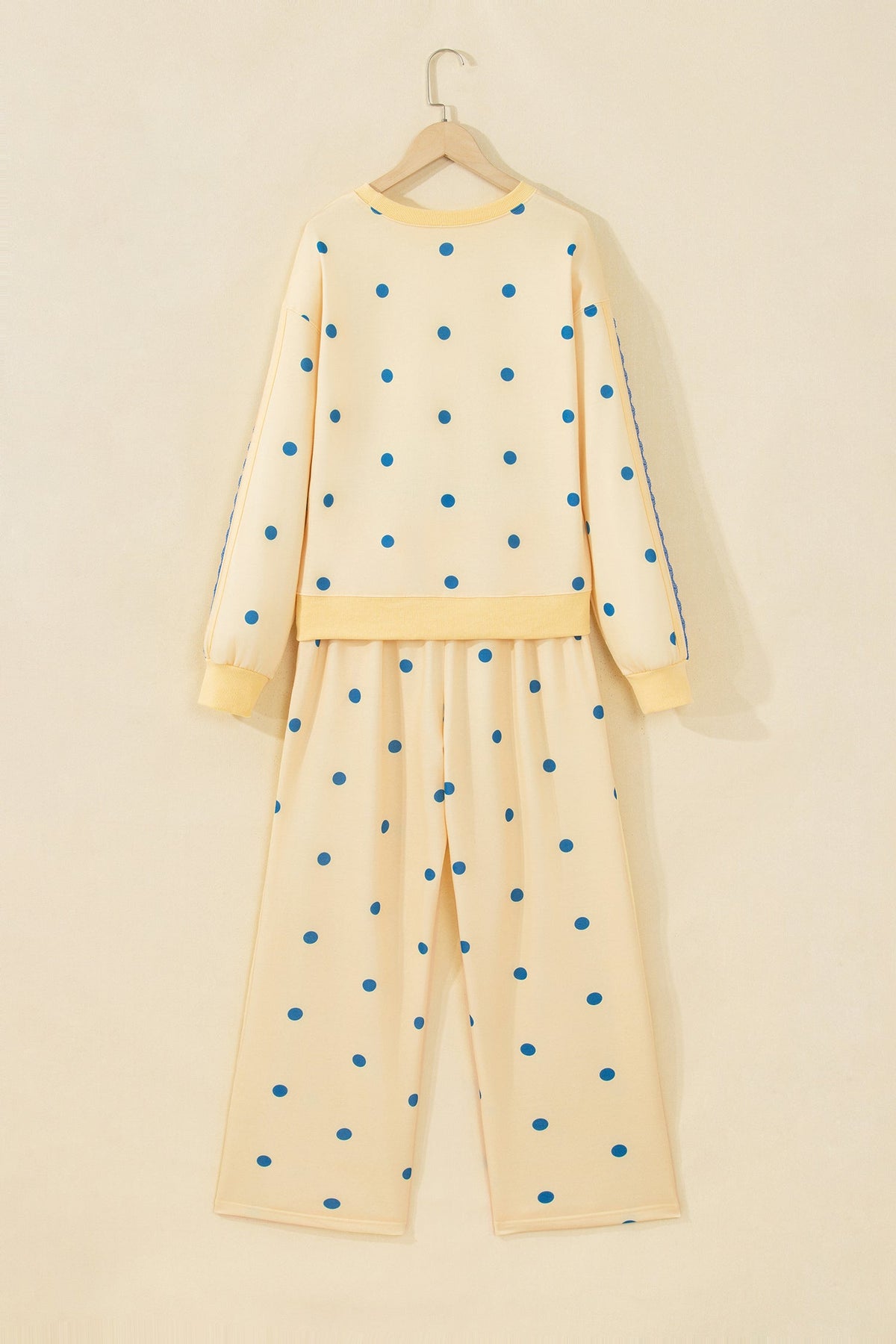 Polka Dot Patchwork Side Stripe Top & Pants Set