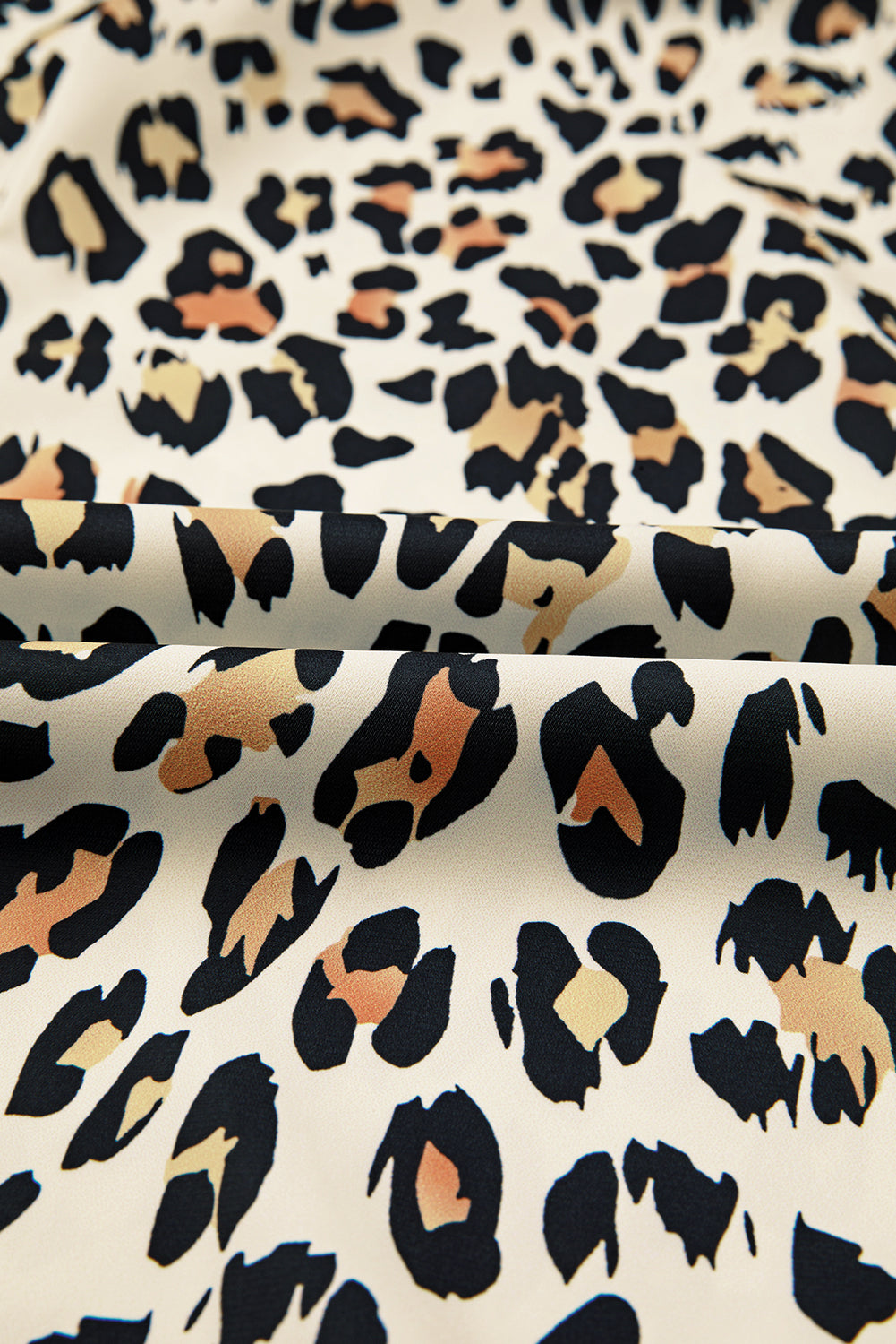 Leopard Colorblock Contrast V-Neck Loose Blouse