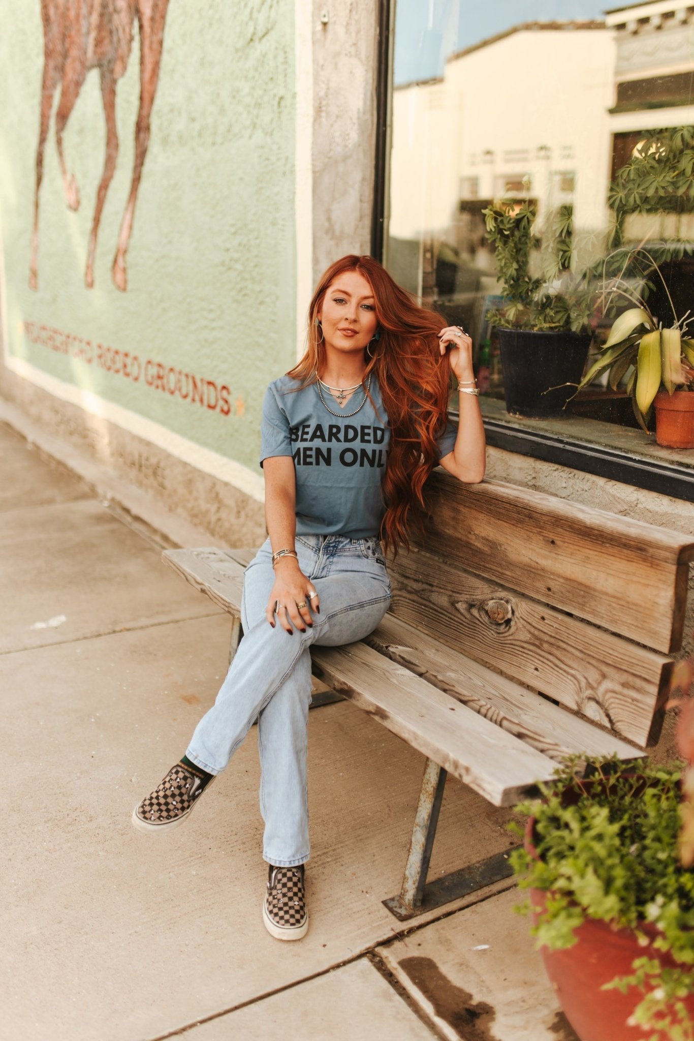 Bearded Men Only Raw Cut V-neck Graphic Tee