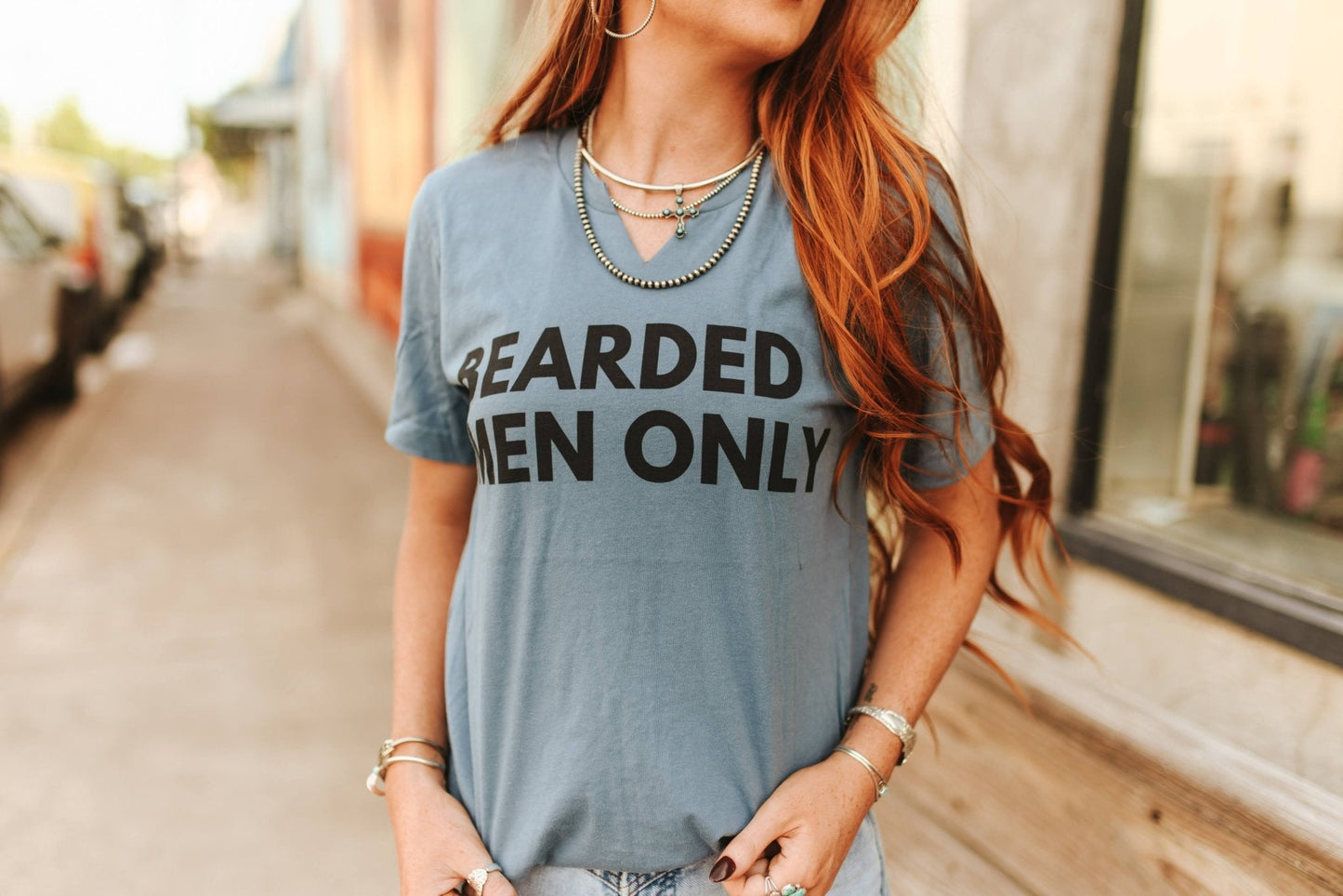 Bearded Men Only Raw Cut V-neck Graphic Tee