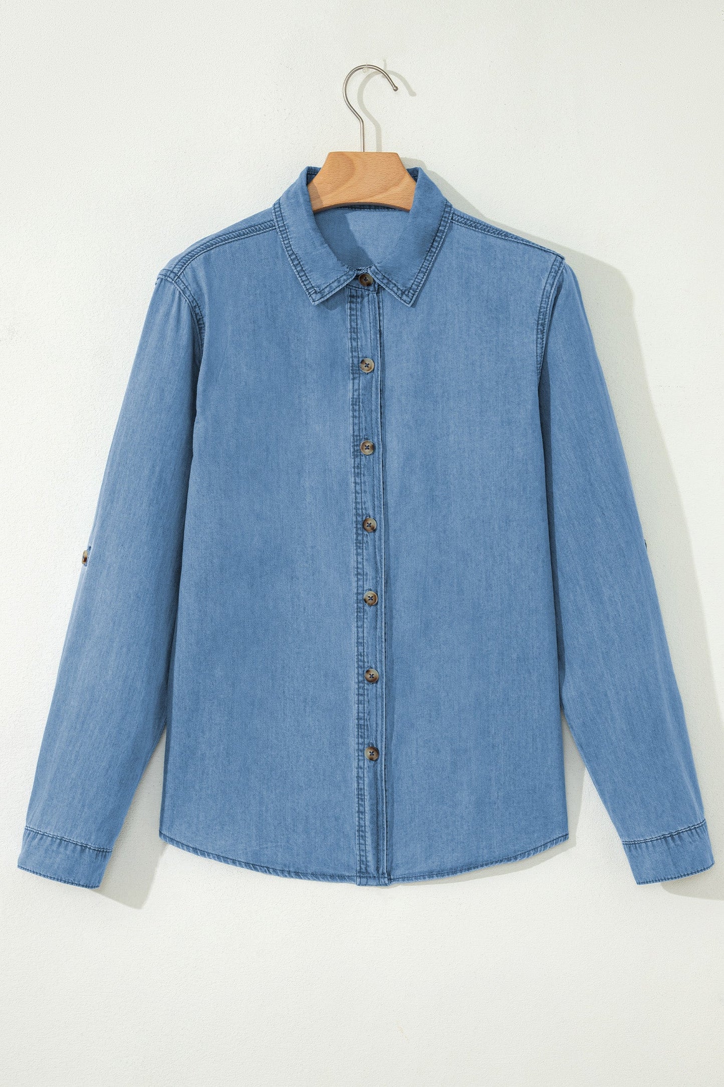 Slim Fit Button Down Denim Shirt