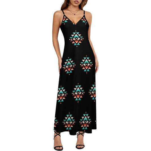 Southwestern Aztec Western Maxi Dress