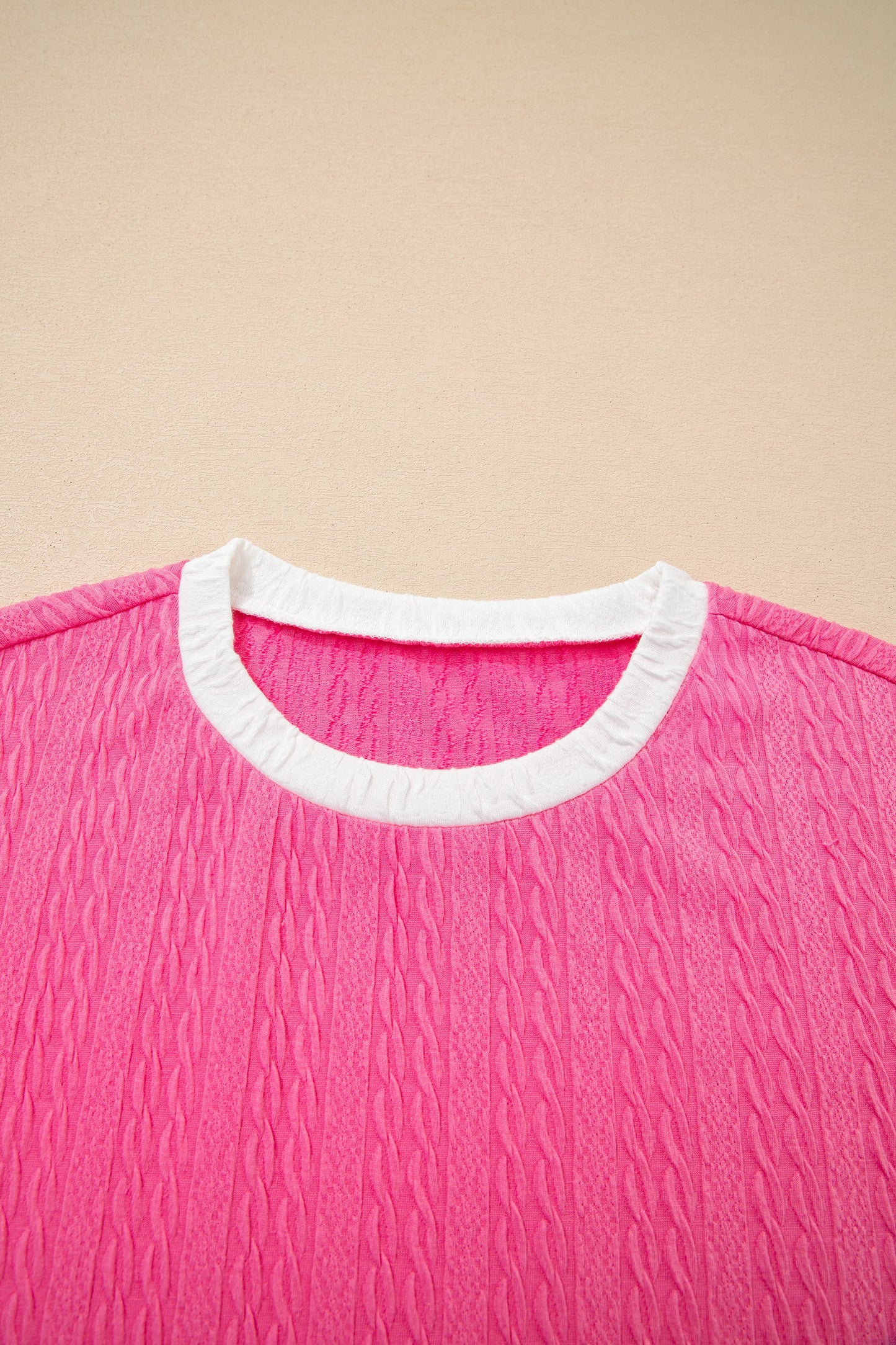 Textured Colorblock Tee & Drawstring Shorts Set
