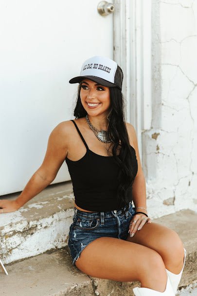 Black Spaghetti Strap Crop Tank