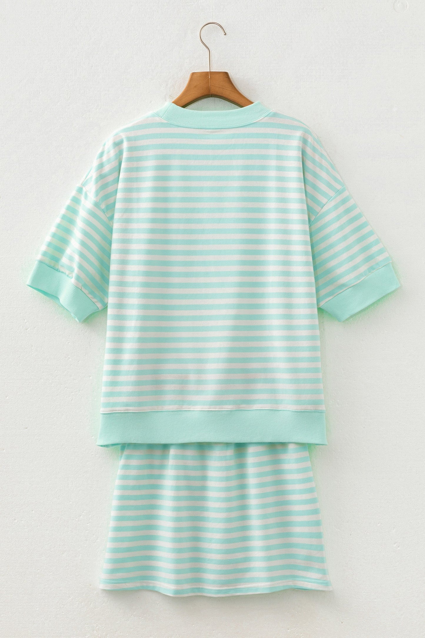 Stripe Colorblock Trim 3/4 Sleeve Top & Mini Skort Sets
