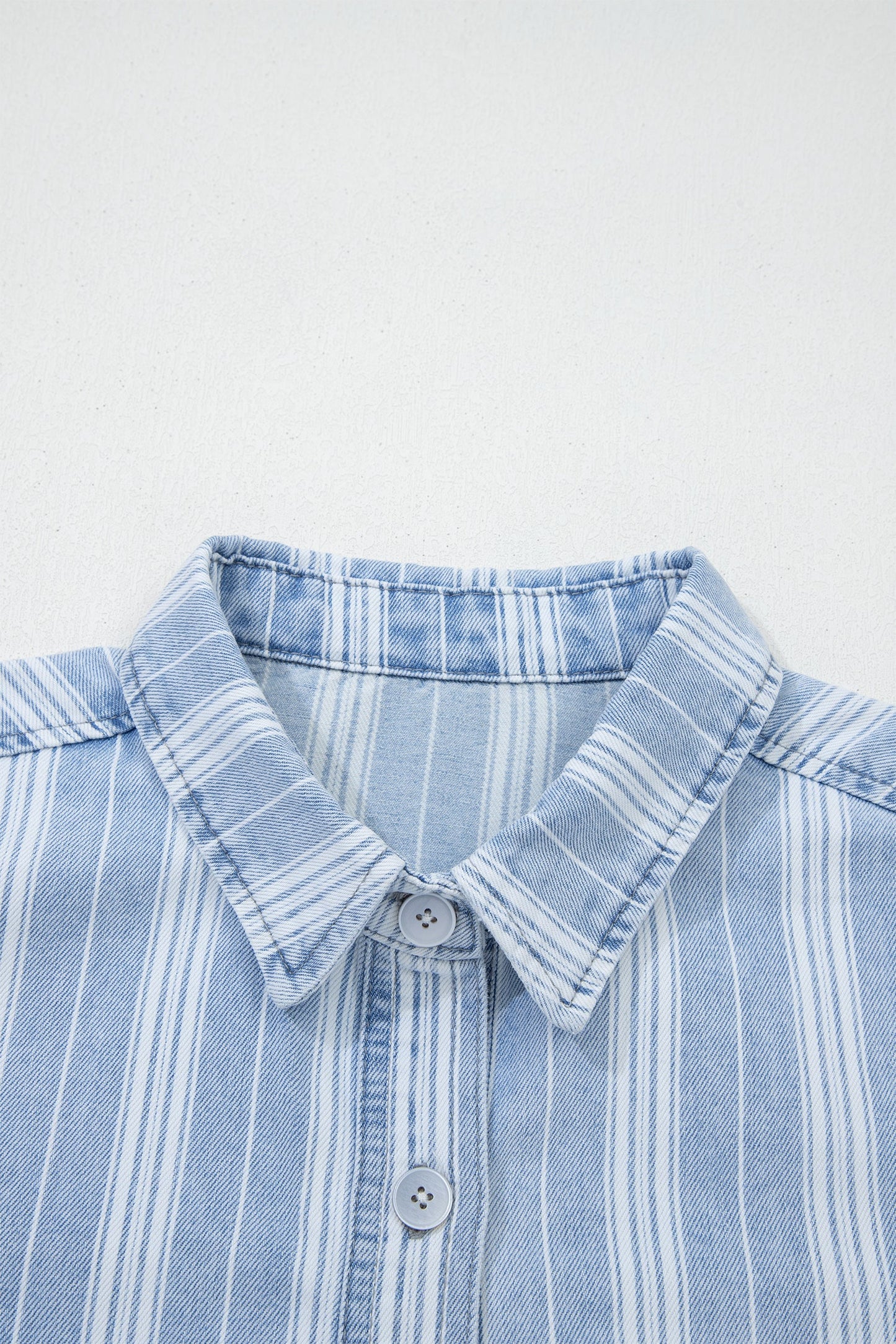 Stripe Boyfriend Chest Pocket Denim Shacket