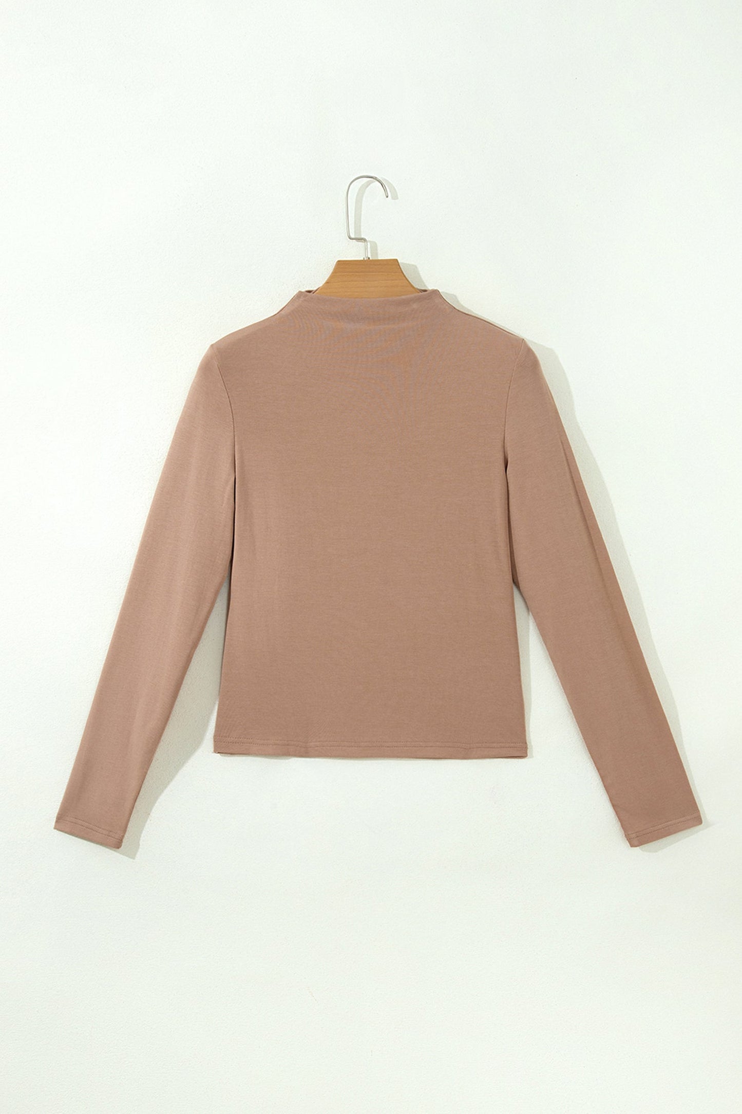 Solid Ribbed Knit Mock Neck Long Sleeve Top