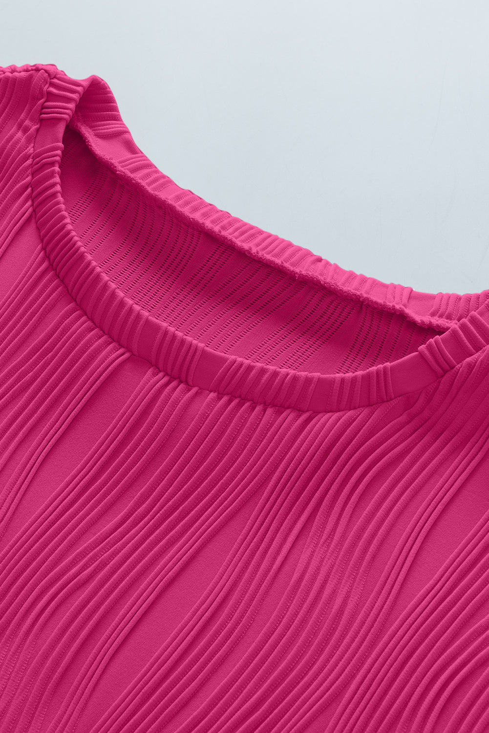 Plus Size Solid Color Wavy Textured Tee