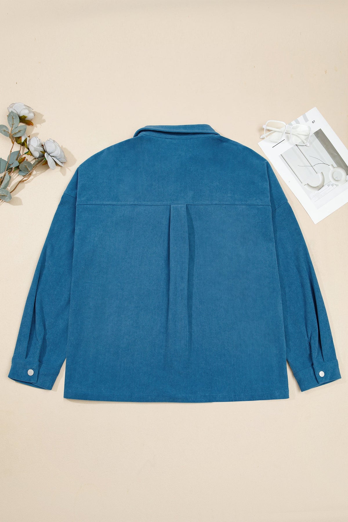 Plus Size Western Embroidered Corduroy Long Sleeve Shirt