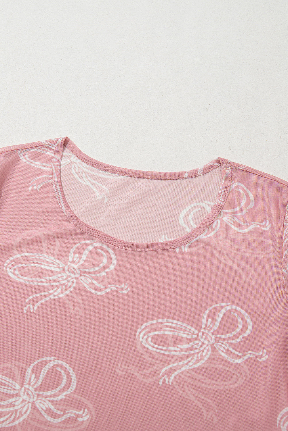 Bow Long Sleeve Mesh Top