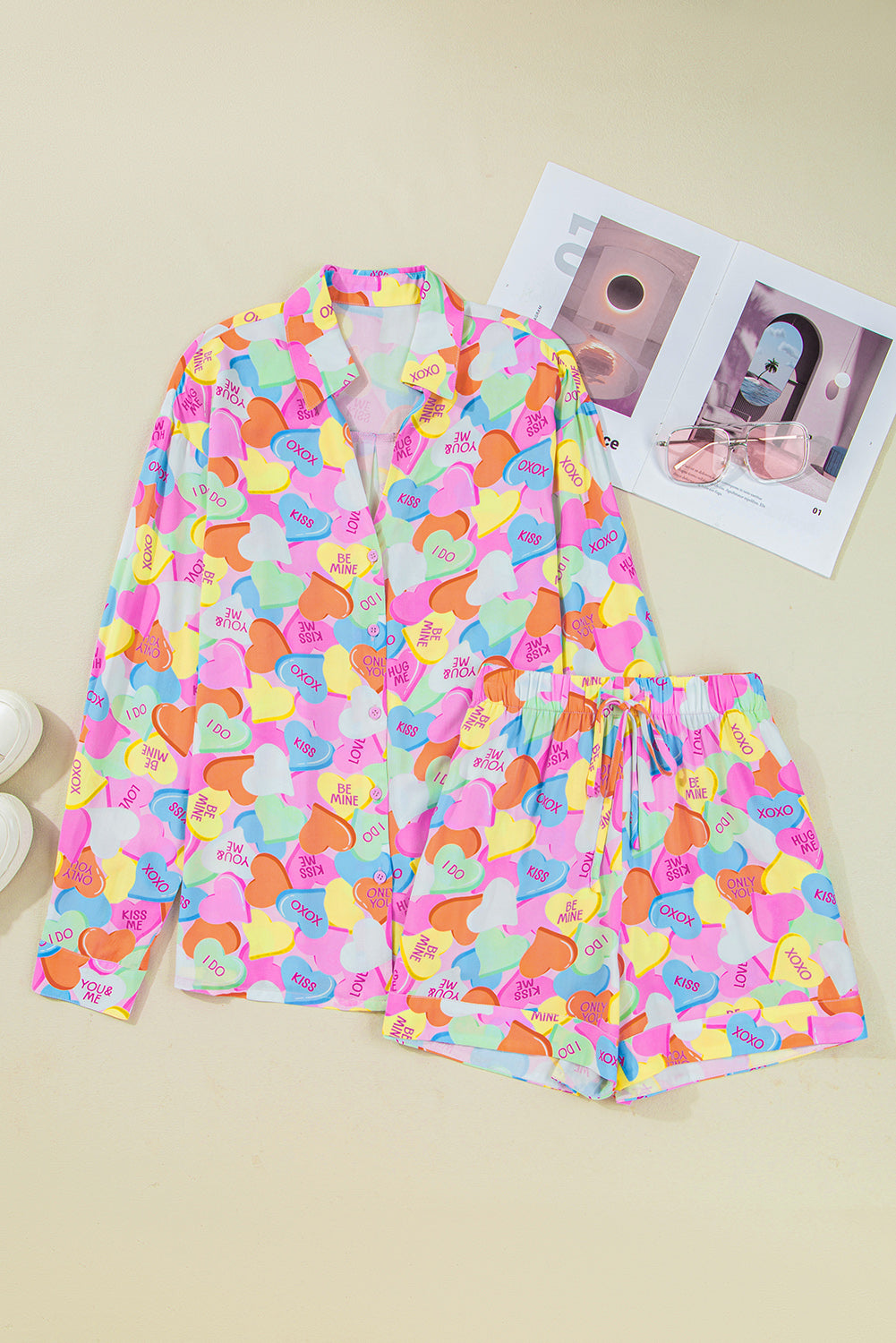 Valentine's Heart Candy Shirt and Shorts Pajama Set