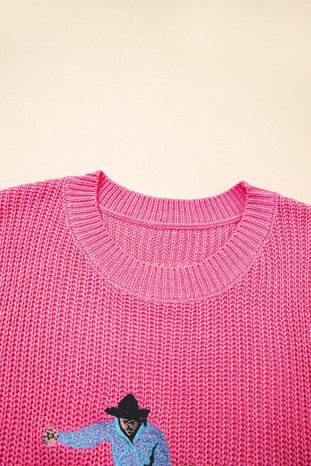 Western Cowboy Embroidered Round Neck Sleeveless Sweater