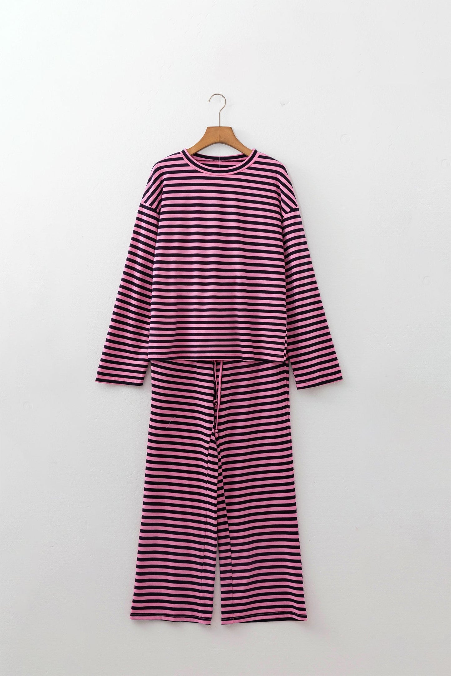 Stripe Long Sleeve Top and Drawstring Pants Set