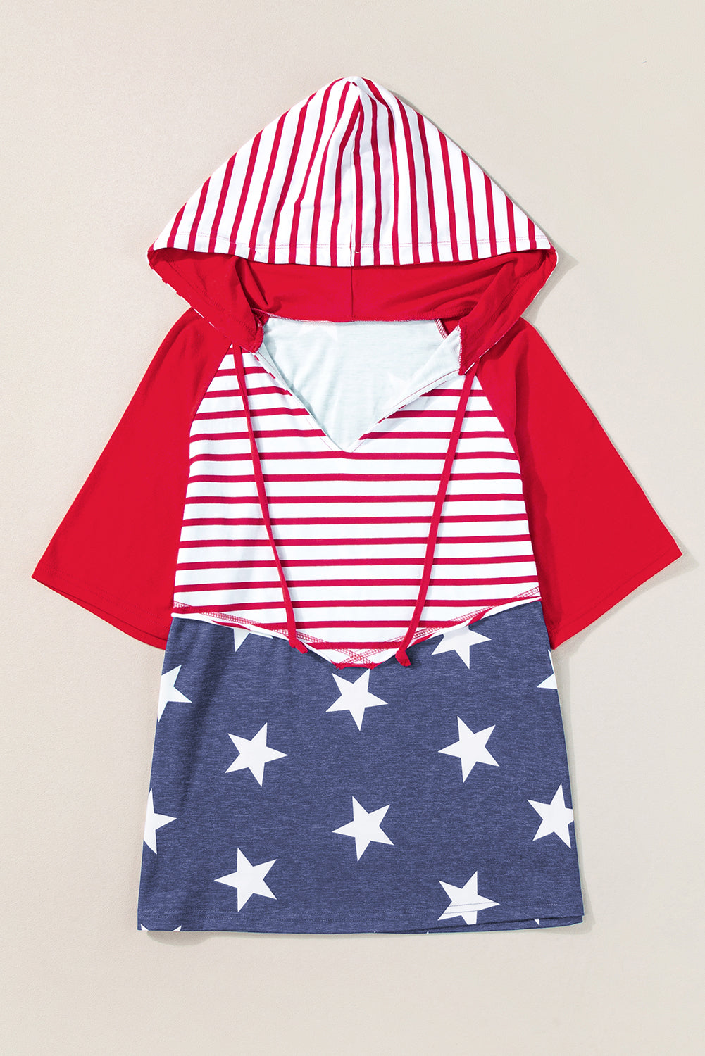 Stars and Stripes Drawstring Hooded T-Shirt