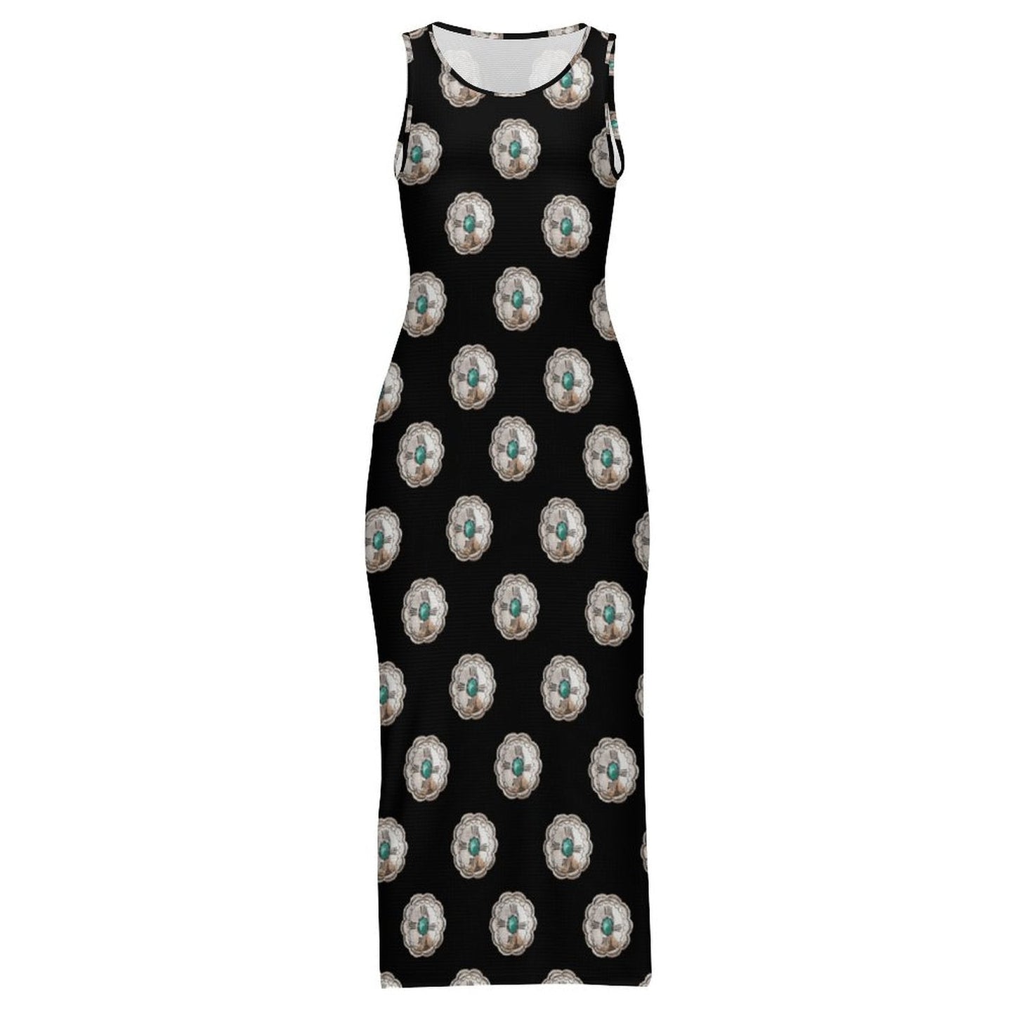 Silver Concho Slit Maxi Dress