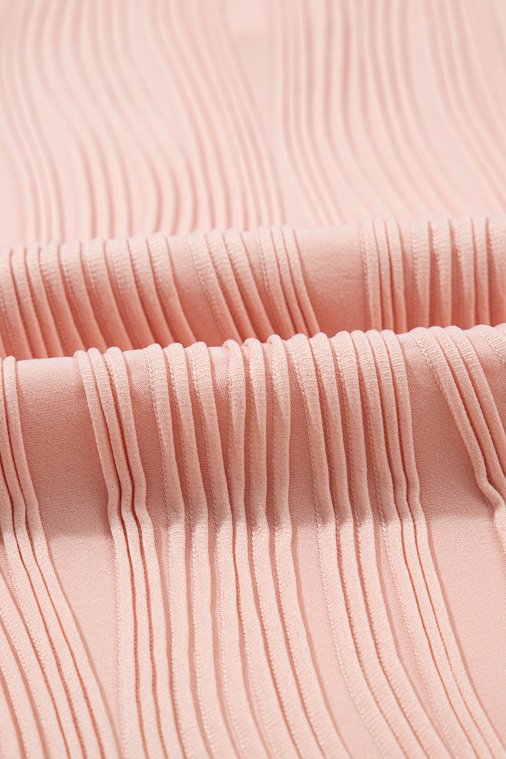 Wavy Textured Button V-Neck Casual Tee