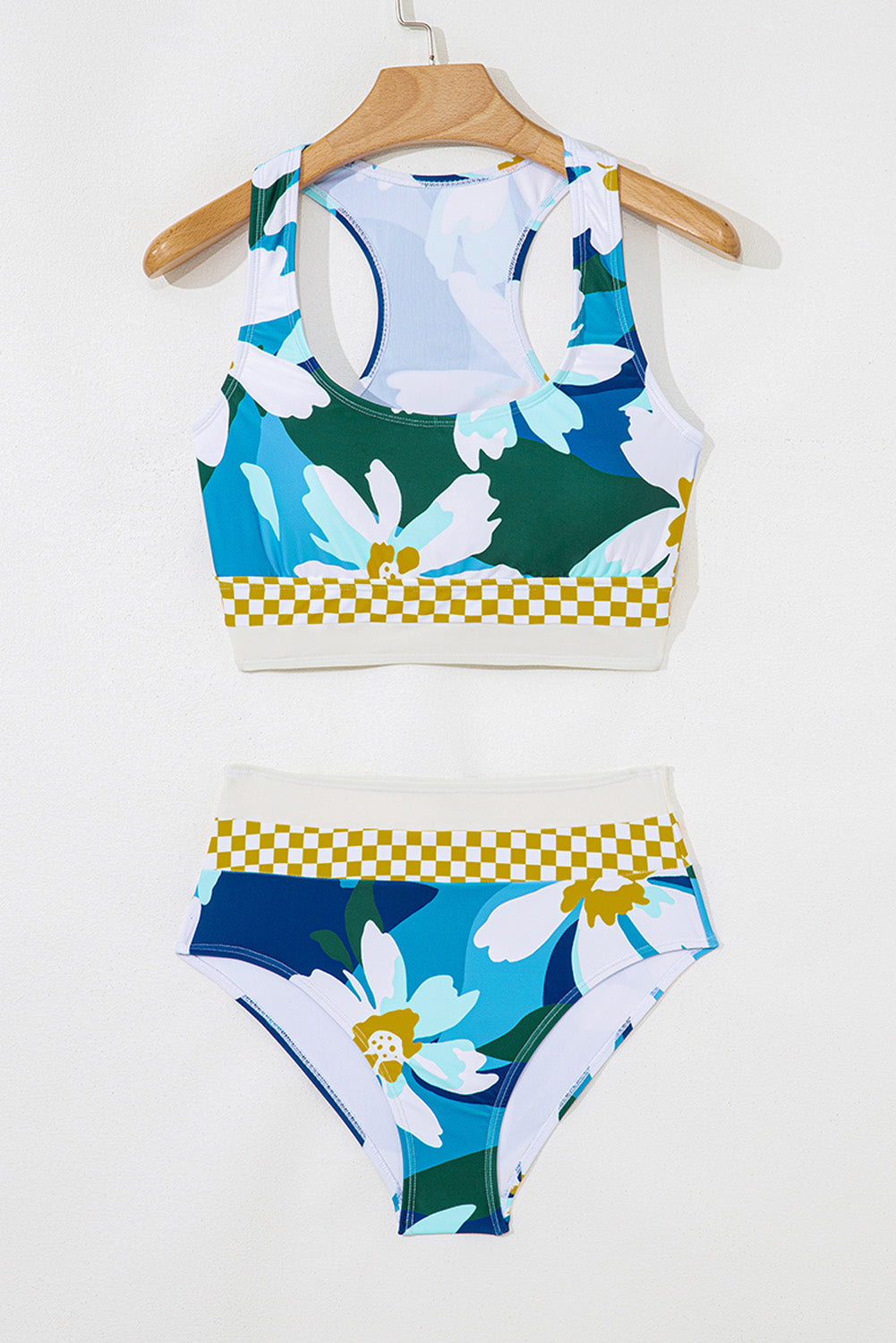 Floral Racerback Cutout High Waist 2pcs Bikini
