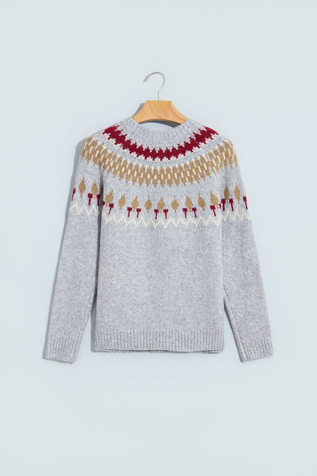 Geometric Fair Isle Raglan Sleeve Sweater