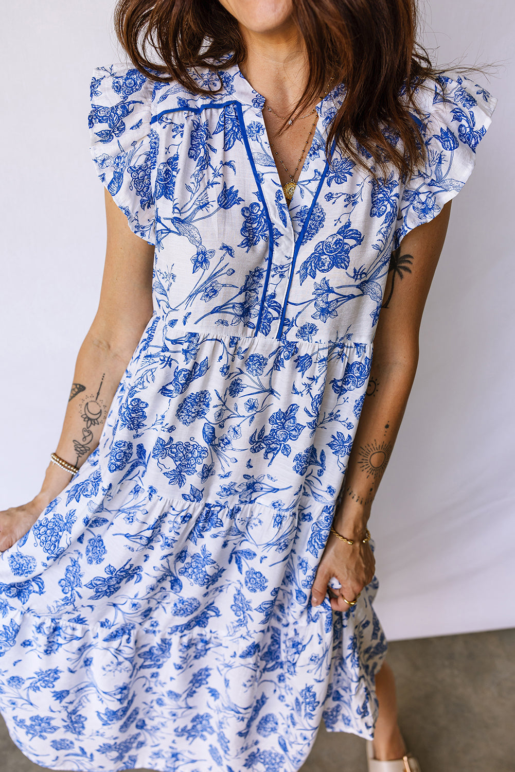Floral Ruffle Tiered Midi Dress