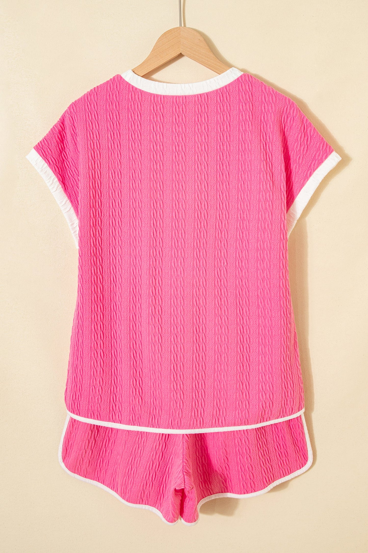Textured Colorblock Tee & Drawstring Shorts Set