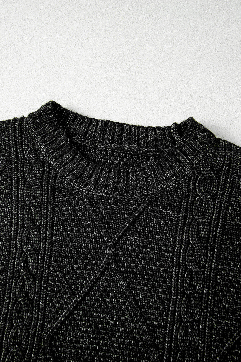 Solid Cable Knit Drop Shoulder Sweater Dress